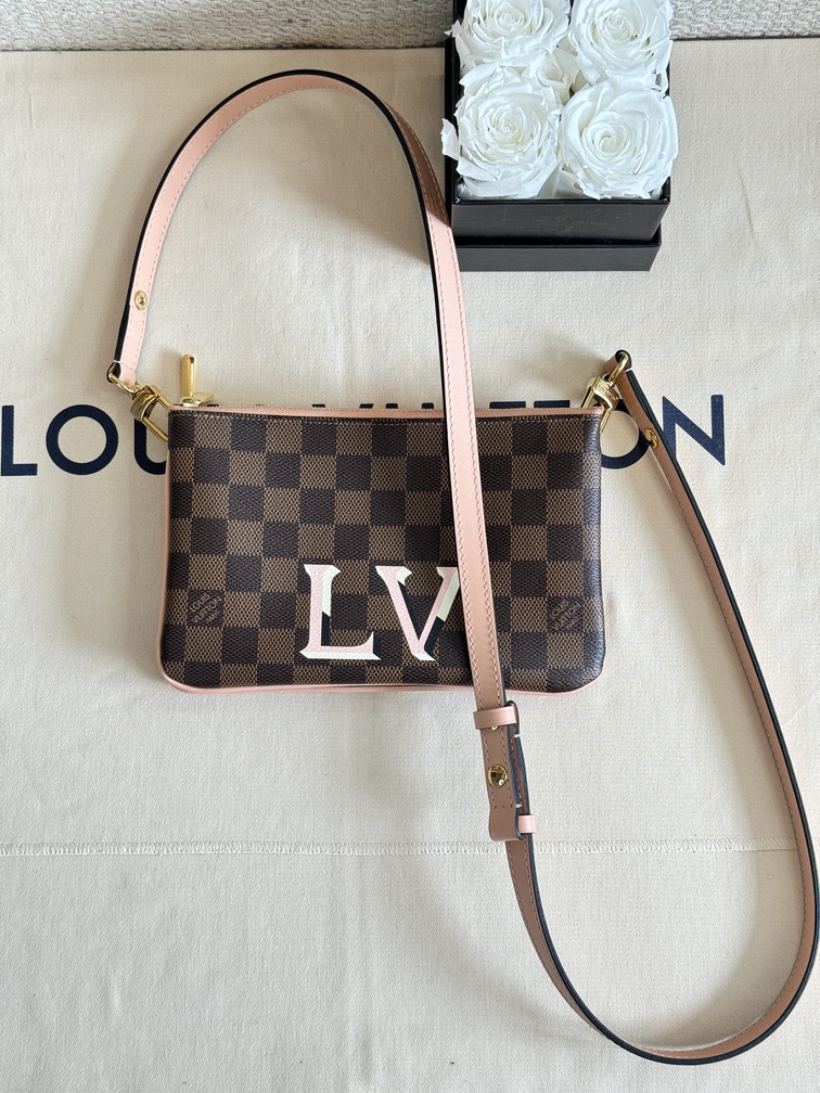100% Original Louis Vuitton Double Zip Damier Ebene